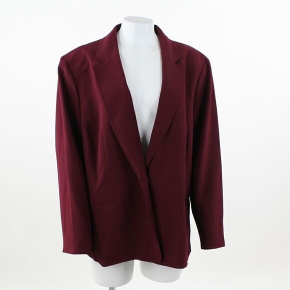 Le Suit Plus Size one-Button Burgundy Blazer - Picture 2 of 5